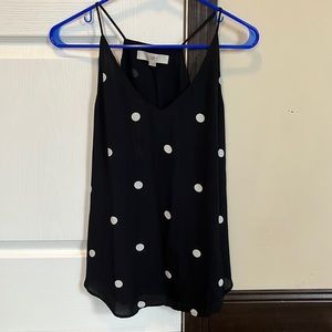 Loft Black & White Polka Dot Top, size Small